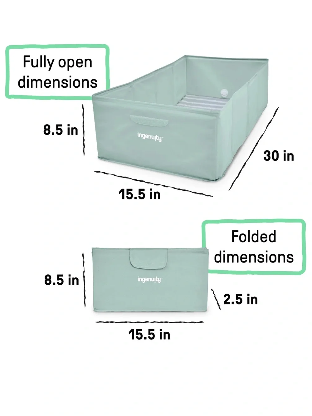 Ingenuity Tuckaway Toddler Tub – Converts Shower to Tub, Folds to Store, 12M-5Y